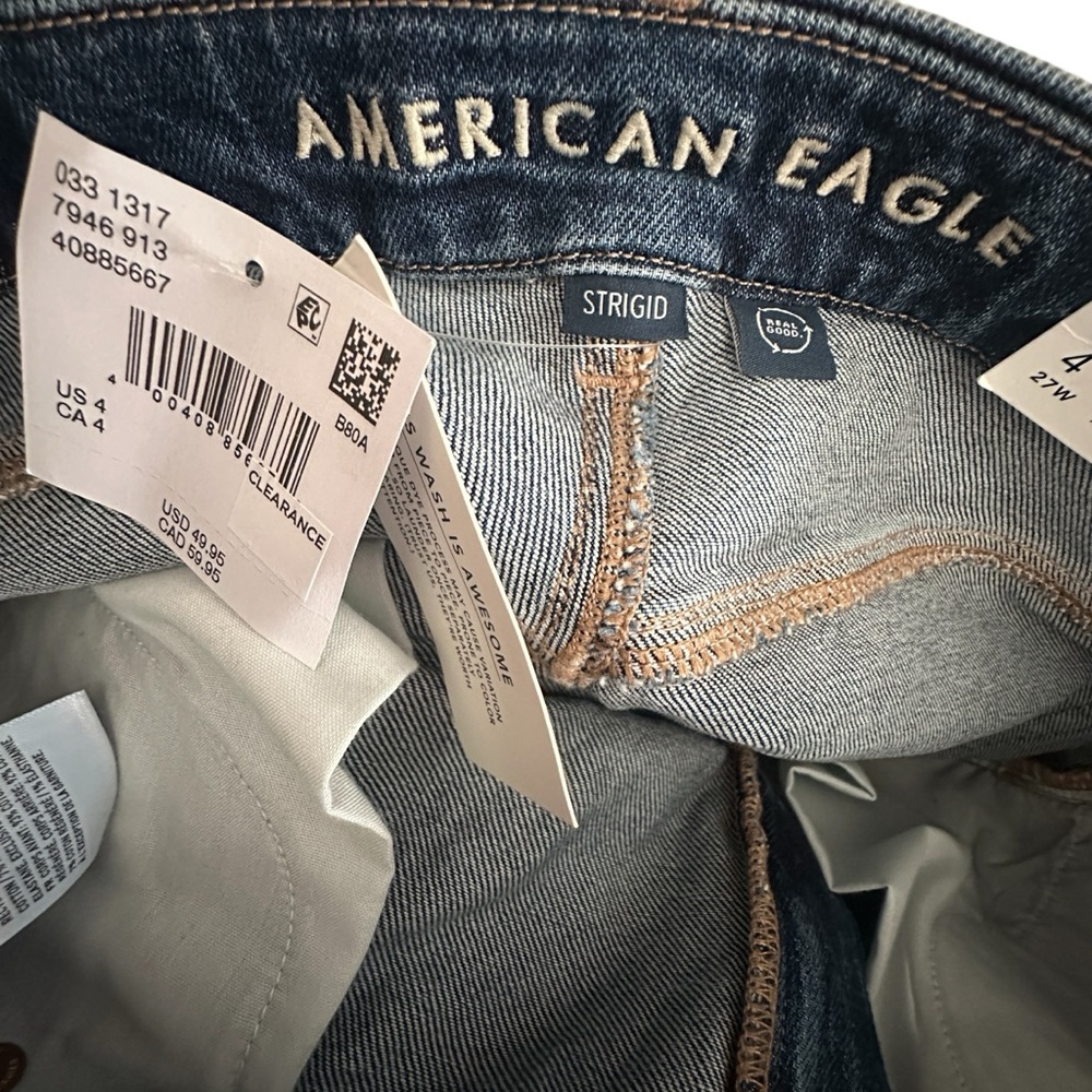 NWT American Eagle Strigid Curvy Relaxed Denim Cut Off Jean Shorts Womens 4 (27) - Picture 3 of 4